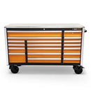 72" 18 Drawer Rolling Tool Cabinet with Stainless Steel Worktop and Chrome Drawer Pull