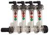 Wilger Modular Flow Monitor Kit - 4 Column, 3/8" Hose Barb Inlet, 3/4" Hose Barb Outlet