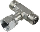 1/4 MALE OFS X 1/4 MALE OFS X 1/4 FEMALE OFS SWIVEL - SWIVEL NUT BRANCH TEE -STL