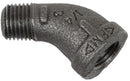 1/4 INCH X 1/4 INCH MNPT X FNPT  GALVANIZED STREET ELBOW - 45