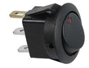 ROUND ROCKER WITH RED LED 10A 12V