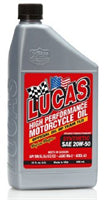 LUCAS SAE 20W-50 HIGH PERFORMANCE SYNTHETIC MOTORCYCLE OIL - QUART