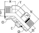 1/4 MALE OFS X 1/4 MALE O-RING BOSS 45 DEG; - STRAIGHT THREAD ELBOW - STEEL
