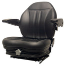 Tractor & Industrial Seat with Integrated Suspension - High-Back, with Armrests, Black Vinyl