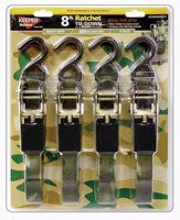 1"X 8' RATCHET STRAP 400LB WL - 4PK