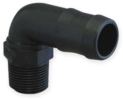 1"MPT X 3/4 BARB 90 DEG BANJO BLACK POLY