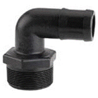3/4 MPT X 1"BARB 90 DEG BANJO BLACK POLY