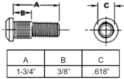 1/2-20 UNF X 1-7/8,THREAD WHEEL STUD