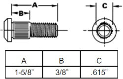 1/2-20 THREAD WHEEL STUD