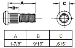 1/2-20 THREAD WHEEL STUD